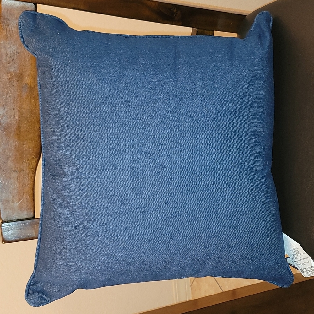MICKEY MOUSE DENIM EMBROIDERED DECO PILLOW 20x20 - Picture 3 of 3